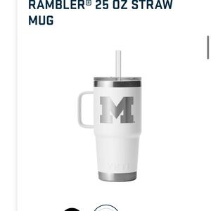 YETI 25oz Rambler Straw Mug, Silver Insulated Water Bottle with Handle